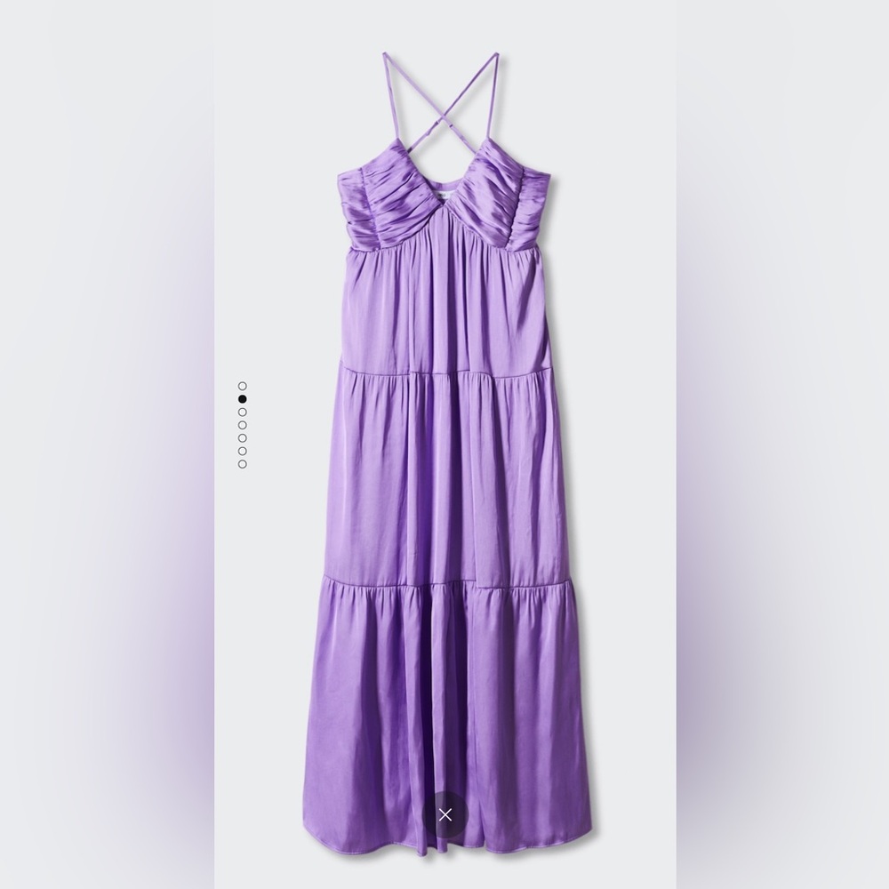 Mango maxi long satin dress purple new with tag
